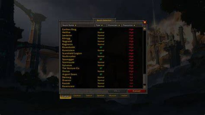 What servers are connected in wow